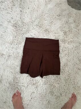 aerie Brown High-Waist Bike Shorts with Side Pockets